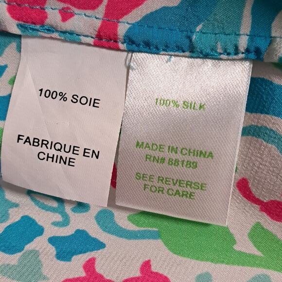 Lilly Pulitzer Elsa "Agua Let's Cha Cha" Holy Grail Silk Top - Picture 6 of 12
